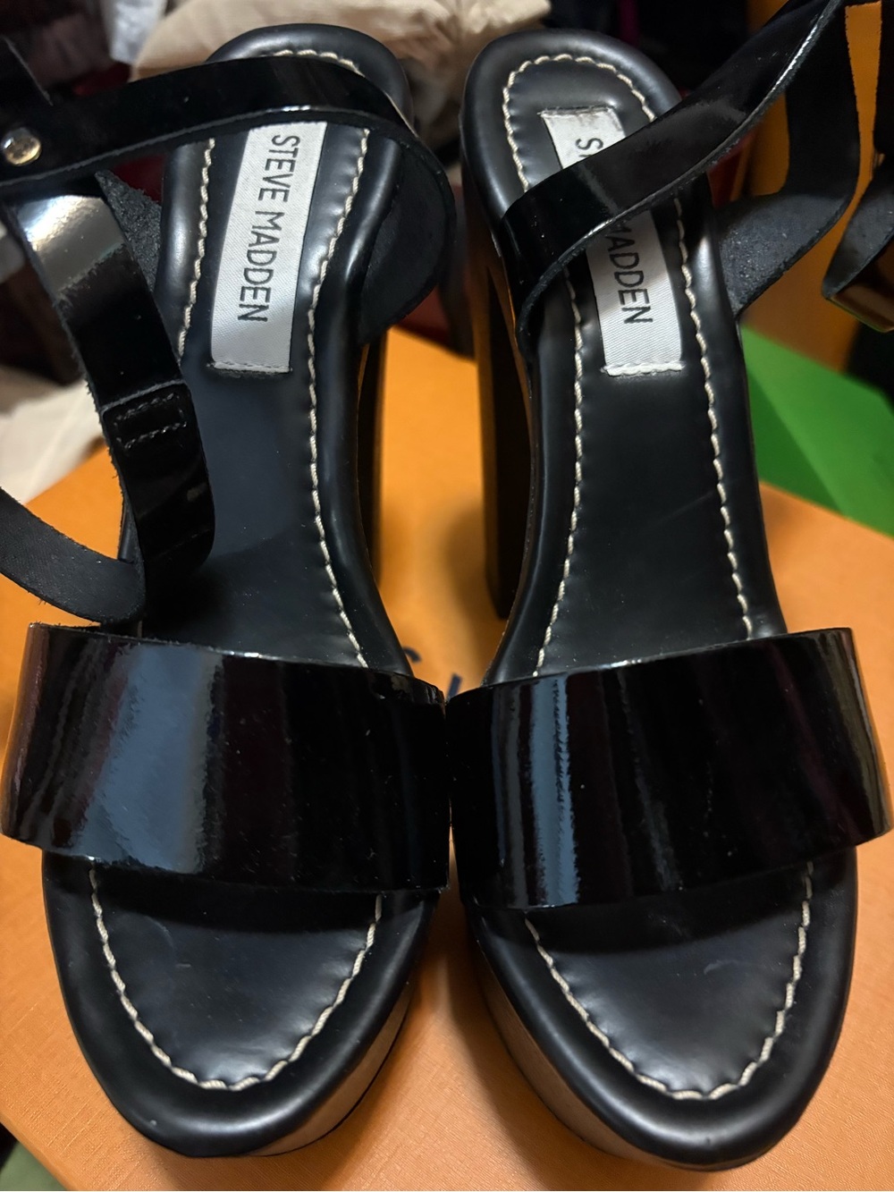 Steve Madden Black Patent Platform with AnkleBuckle - Picture 6 of 6